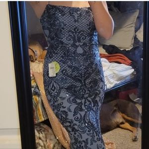 Blue sequin prom dress